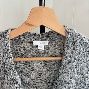 Pure Jill Womens L Gray Knit Snap Button Cotton Blend Sweater Long Cardigan NOTE